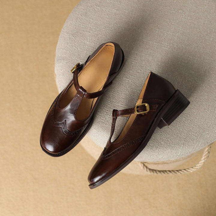 Kate | Brogue Mary Jane Low Heels