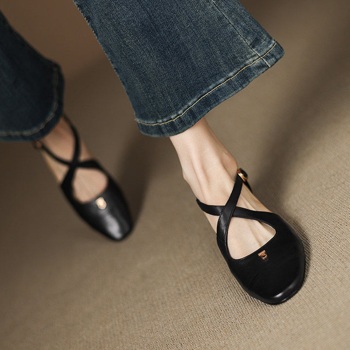 Elene Genuine Leather Mary-Jane Flats