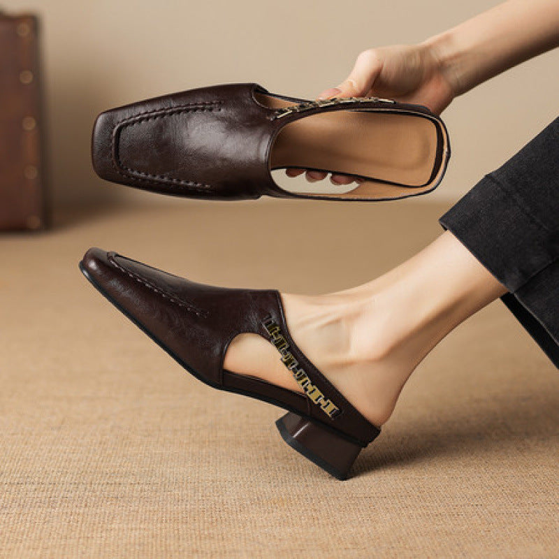 Theodora | Square-Toe Slingback Mules