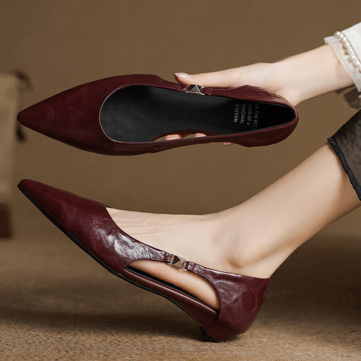 Zephy Genuine Leather Pointed Flats