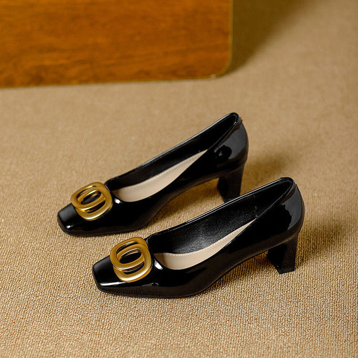 Leona | Block-Heel Pumps With Gold Trim