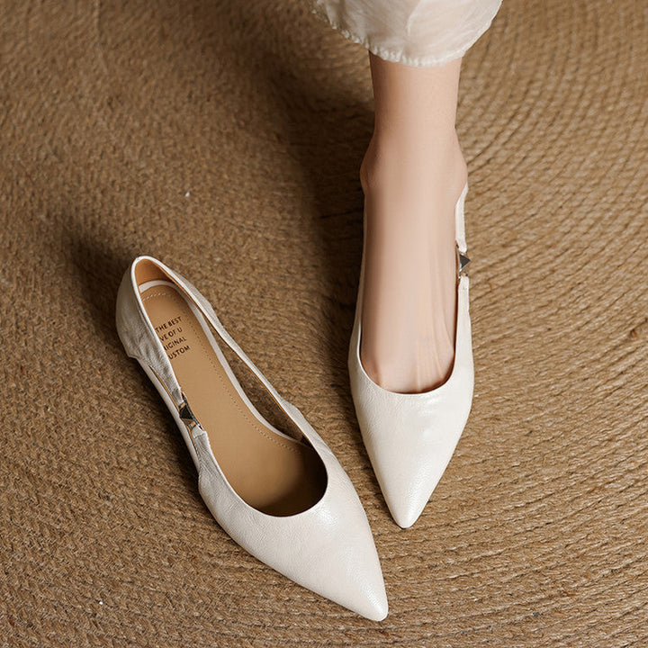 Zephy Genuine Leather Pointed Flats