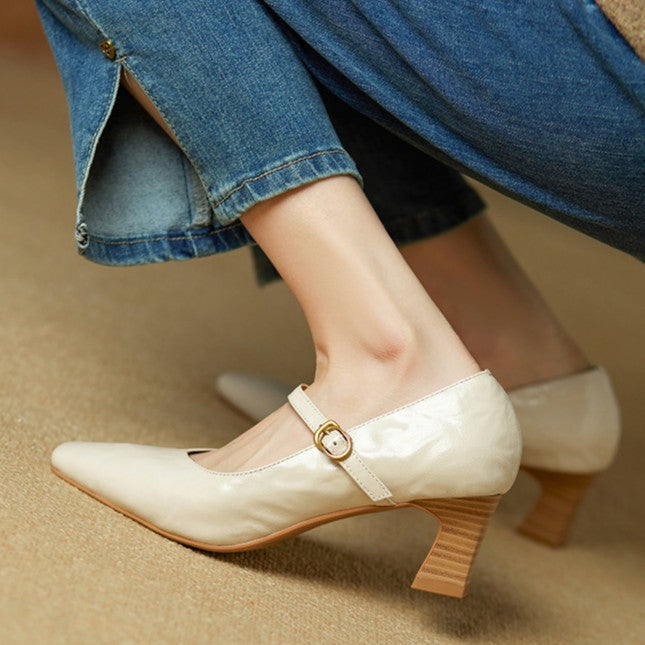 Imogen | Leather Mary Jane Block Heels