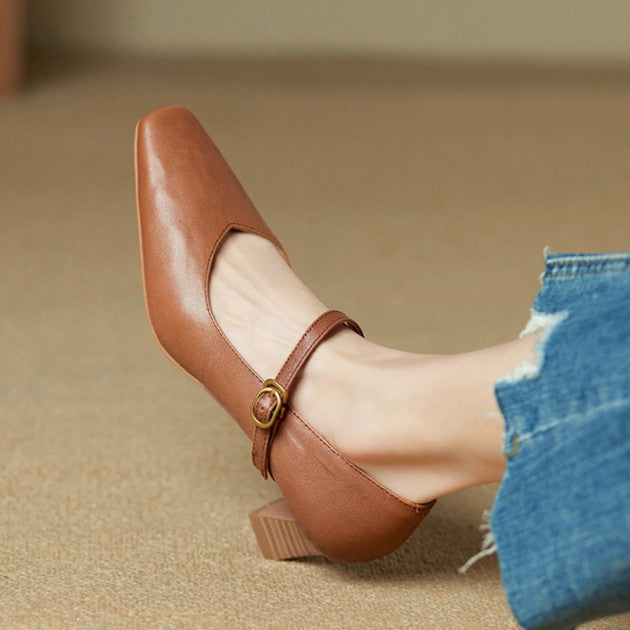 Imogen | Leather Mary Jane Block Heels