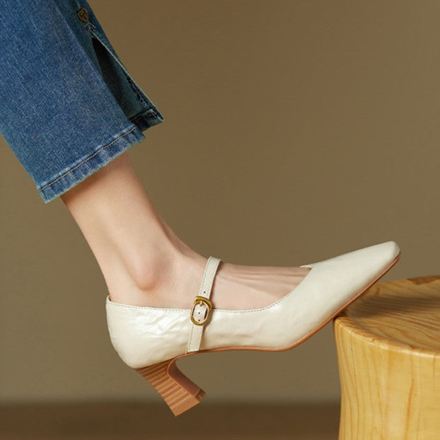 Imogen | Leather Mary Jane Block Heels
