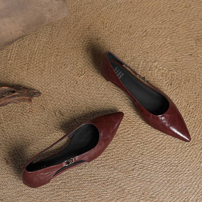 Zephy Genuine Leather Pointed Flats
