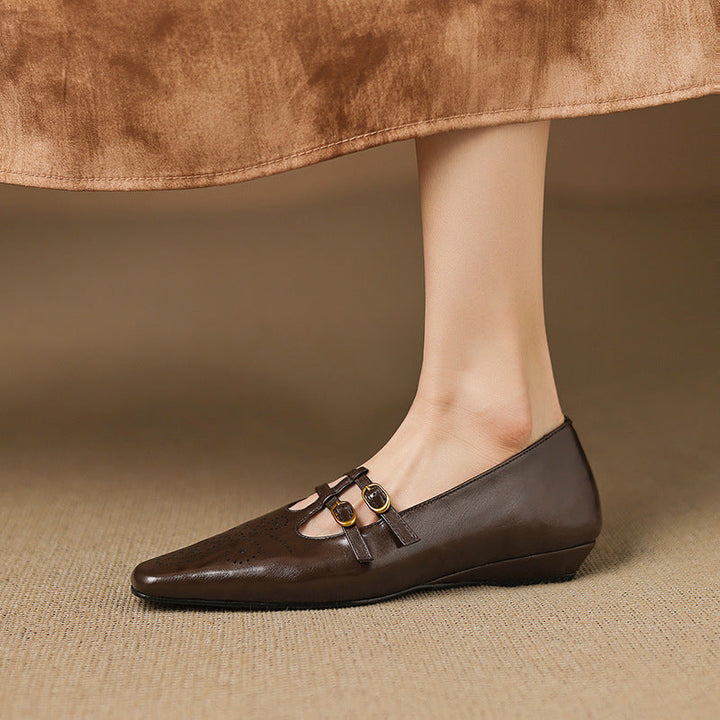 Prudence | Brogued Double-Strap Mary Jane Flats