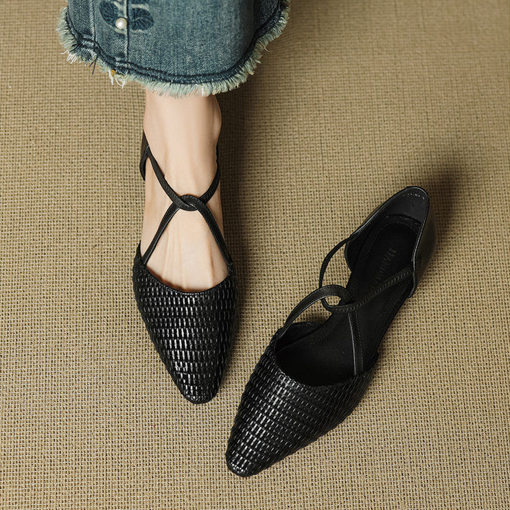 Primrose | Woven T-Strap Low Heels