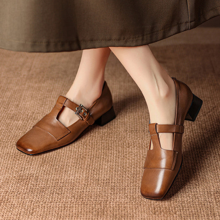 Cecily | T-Strap Block Heel Pumps