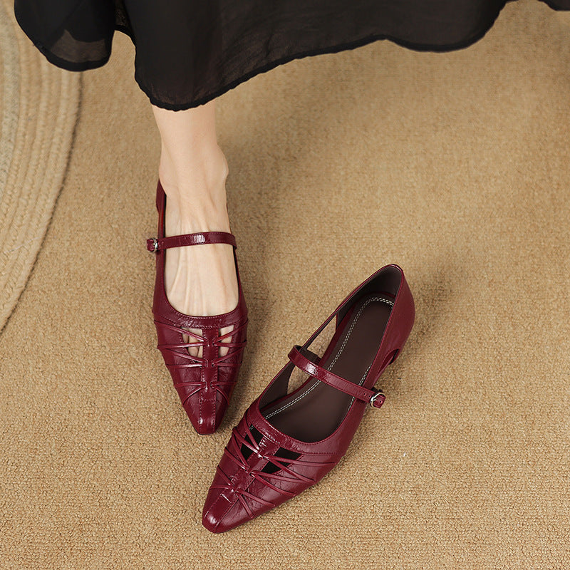 Margery | Pointed Strap Mary Jane Flats