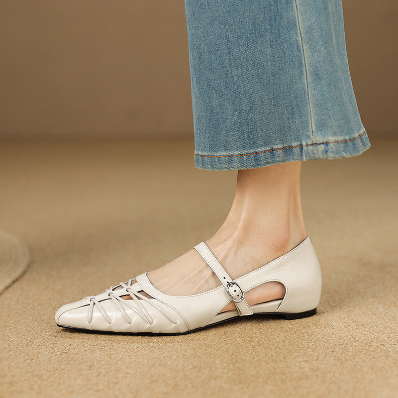 Margery | Pointed Strap Mary Jane Flats