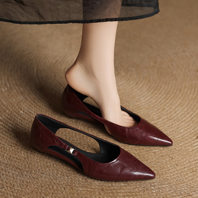 Zephy Genuine Leather Pointed Flats