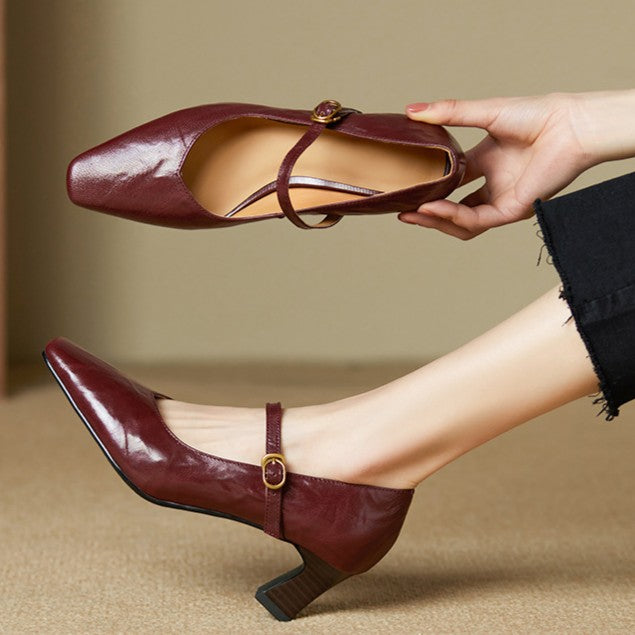 Imogen | Leather Mary Jane Block Heels