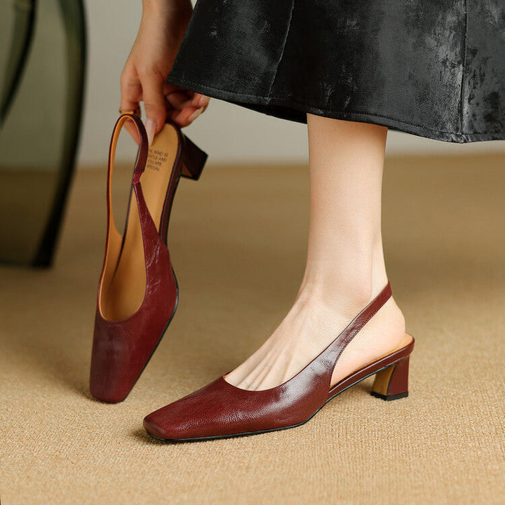 Marion | Square-Toe Slingback Heels