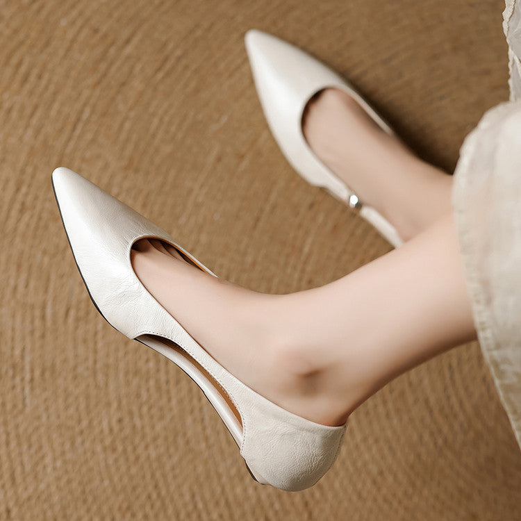 Zephy Genuine Leather Pointed Flats