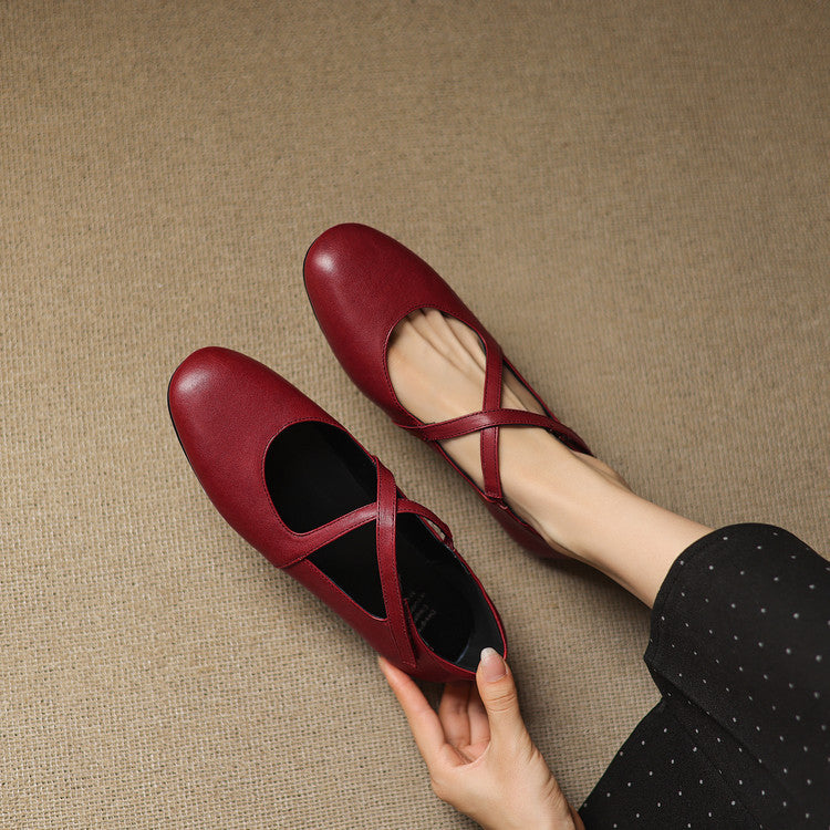Muriel | Cross-Strap Leather Flats