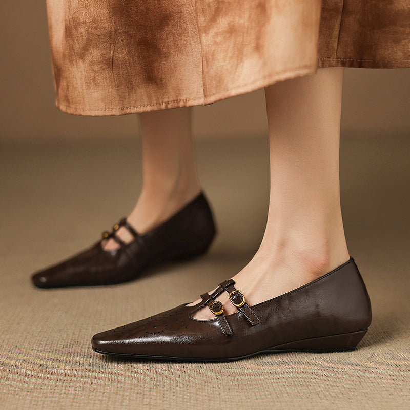 Prudence | Brogued Double-Strap Mary Jane Flats