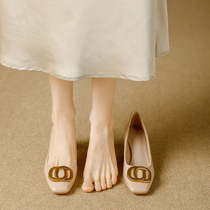 Leona | Block-Heel Pumps With Gold Trim