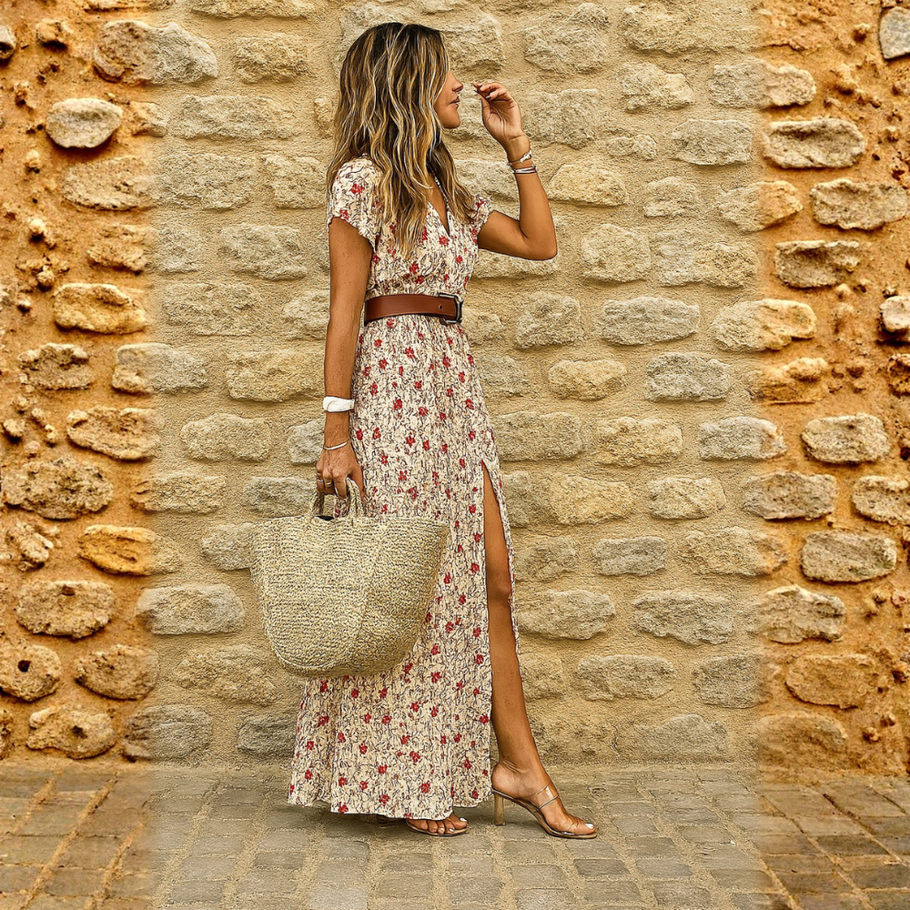 Joselin™ – Long Bohemian and Flowing Dress with Belt