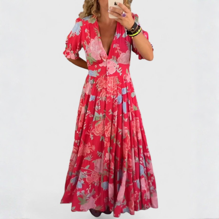Miriam – Floral Dress with V-Neck