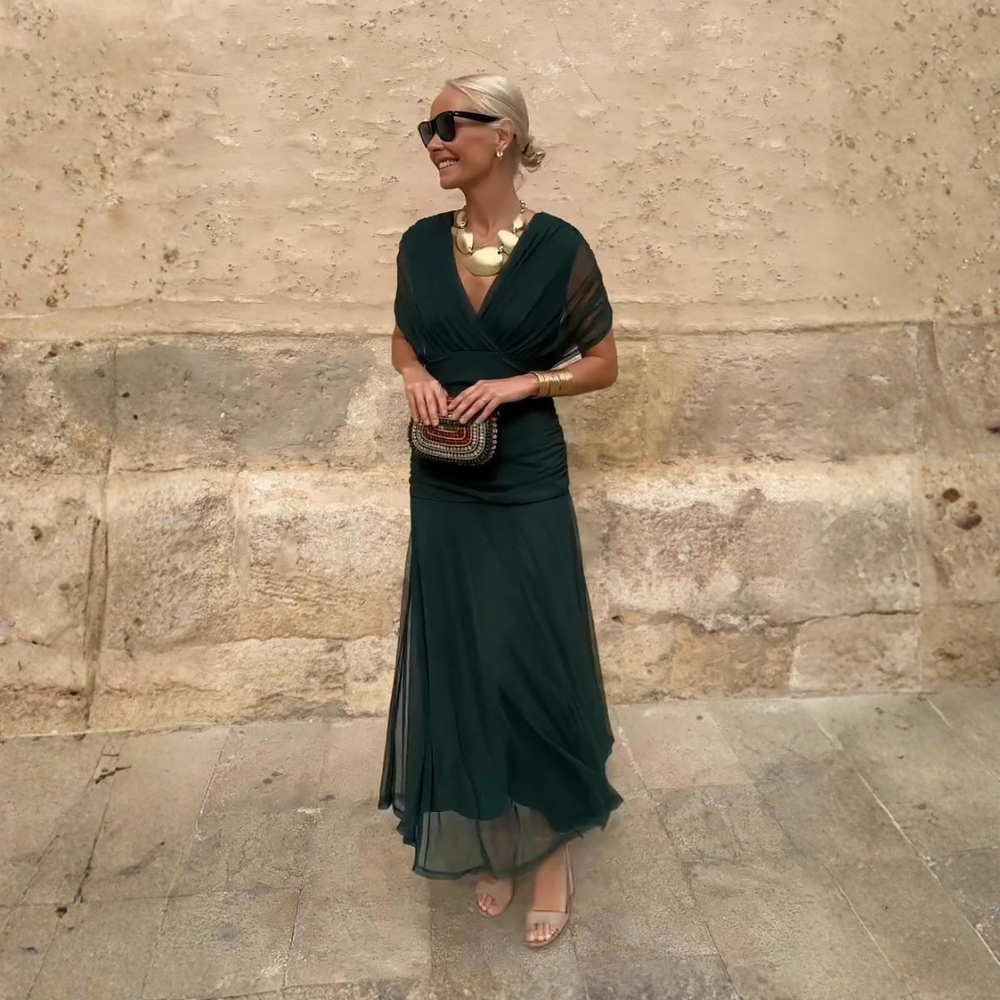Luisa | Elegant Long Party Dress with V-Neck