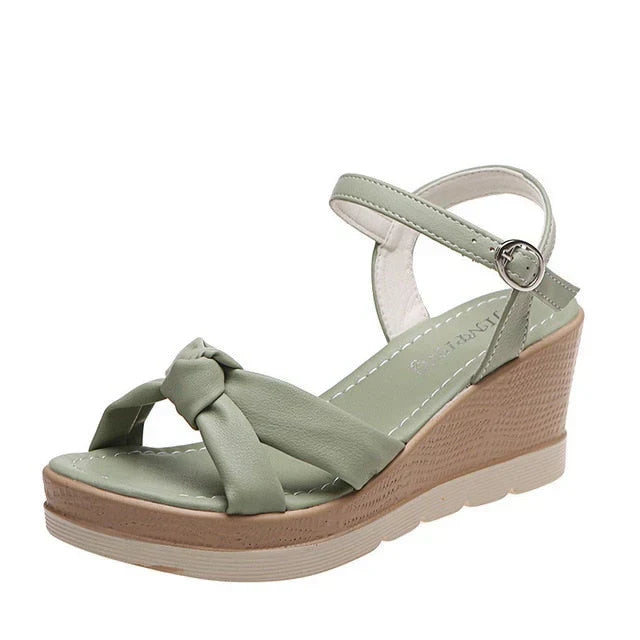 Women's Sandals with Knot Detail and Buckle Closure