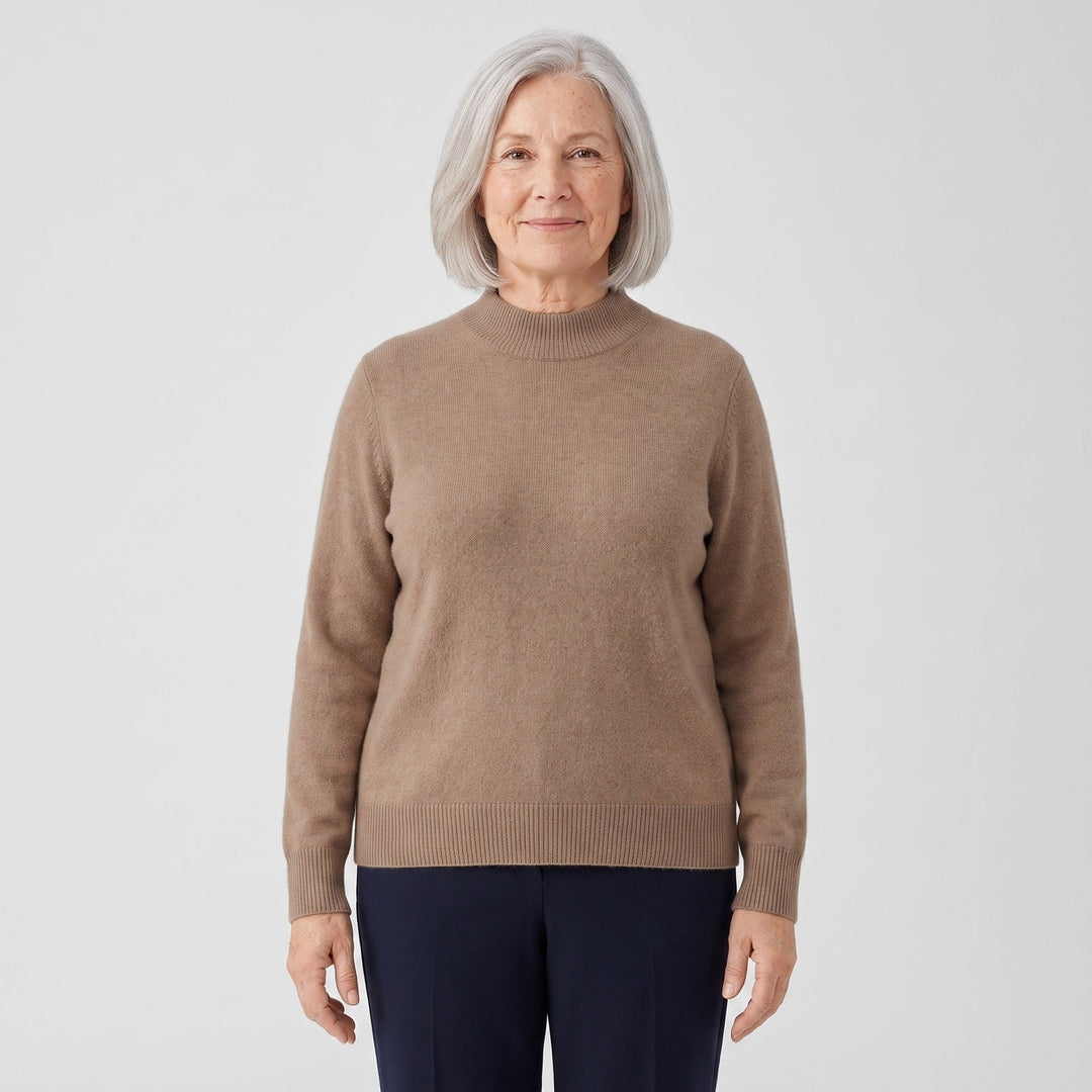 Gwendolen | Mock-Neck Wool Jumper in Brown