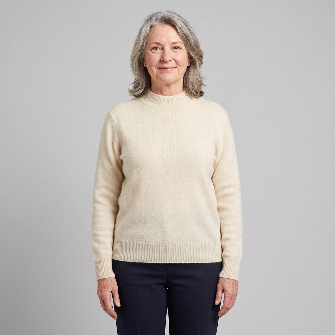 Gwendolen | Mock-Neck Wool Jumper in Cream