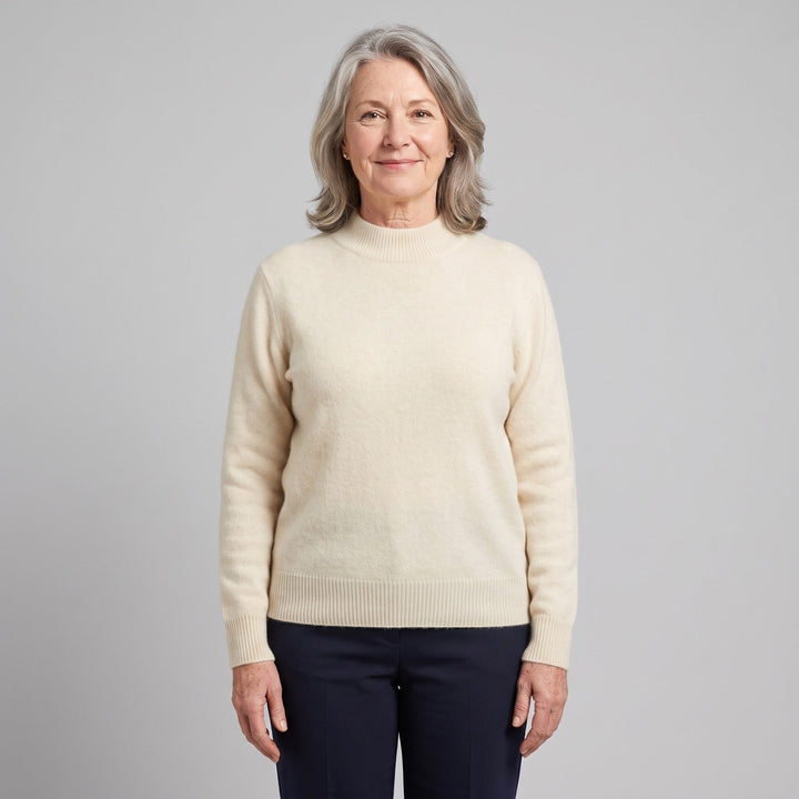 Gwendolen | Mock-Neck Wool Jumper in Cream