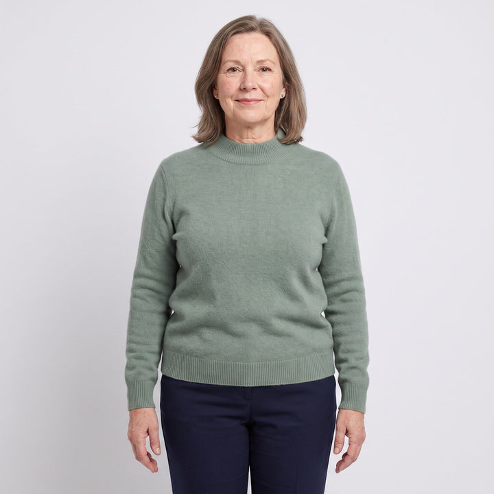 Gwendolen | Mock-Neck Wool Jumper in Green