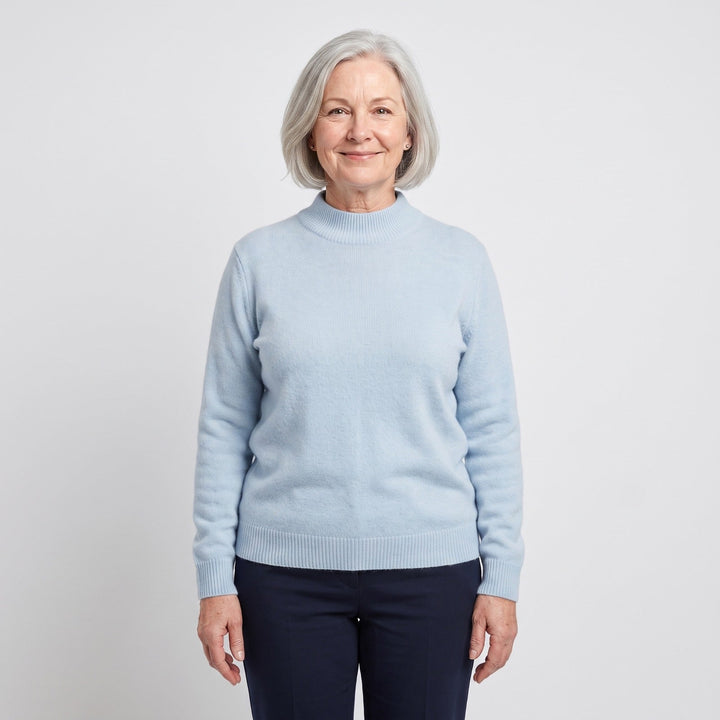 Gwendolen | Mock-Neck Wool Jumper in Light Blue