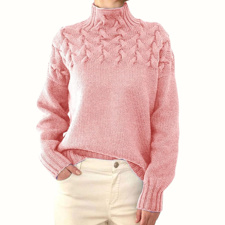 Glynis | Cable-Yoke Mock-Neck Sweater