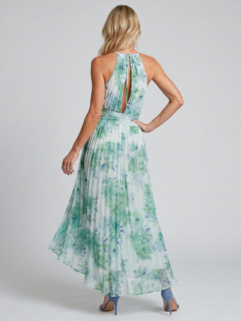 Portia | Pleated Halter Midi Dress