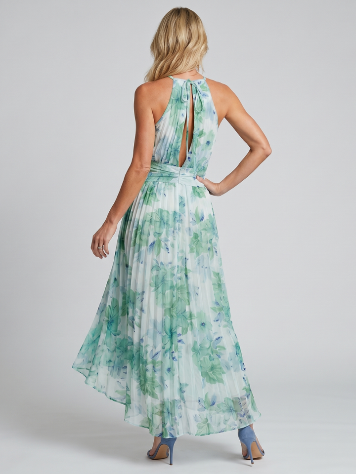 Portia | Pleated Halter Midi Dress