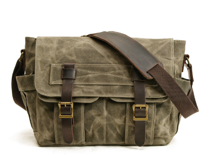Scott - Men's Leather and Waxed Canvas Crossbody Bag