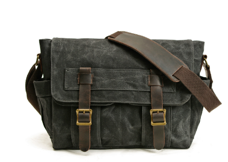 Scott - Men's Leather and Waxed Canvas Crossbody Bag