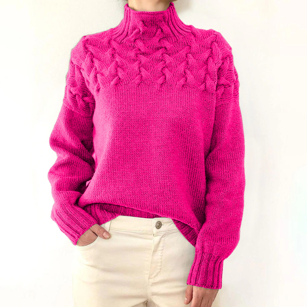 Glynis | Cable-Yoke Mock-Neck Sweater