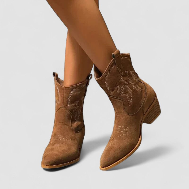 Pia™ | Embroidered Western Ankle Boots
