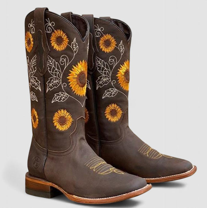 Sidony™ | Floral-Embroidered Western Boots