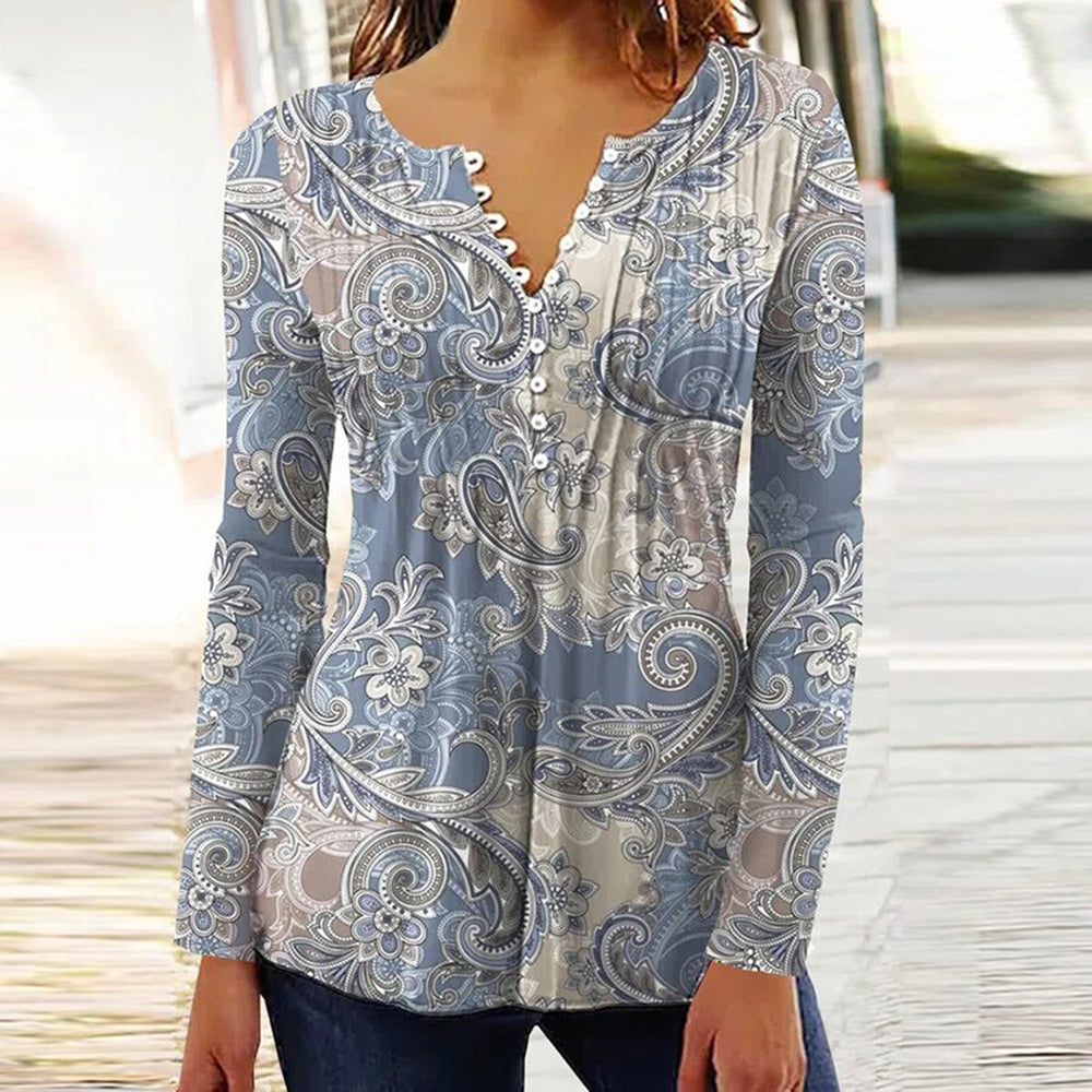 Goldie™ | Elegant V-Neck Button Blouse