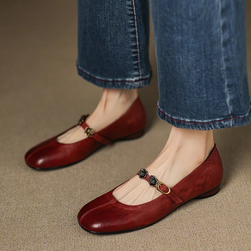 Rosie Genuine Leather Mary Jane Ballet Flats