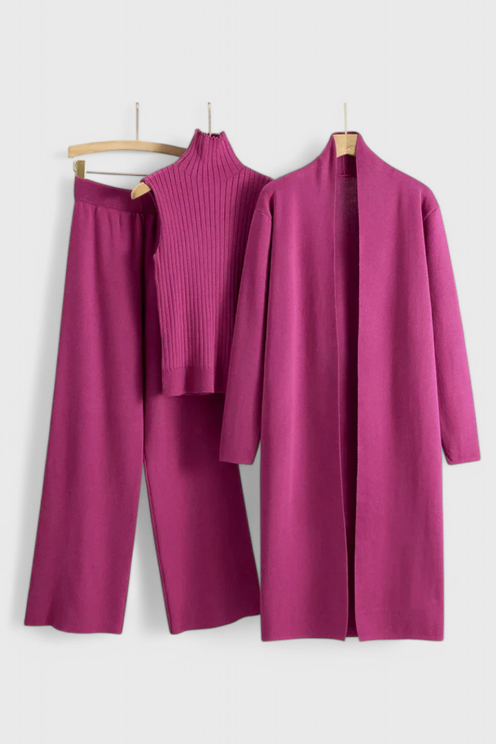 Mahalia Elegant Cut 3-Piece Soft Knit Ensemble