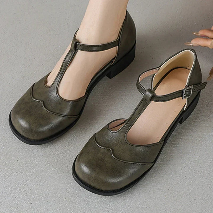 Margaux | Textured T-Bar Block Heels