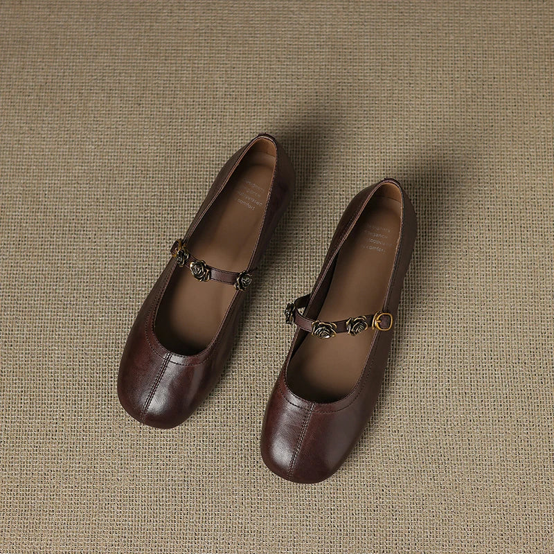 Rosie Genuine Leather Mary Jane Ballet Flats