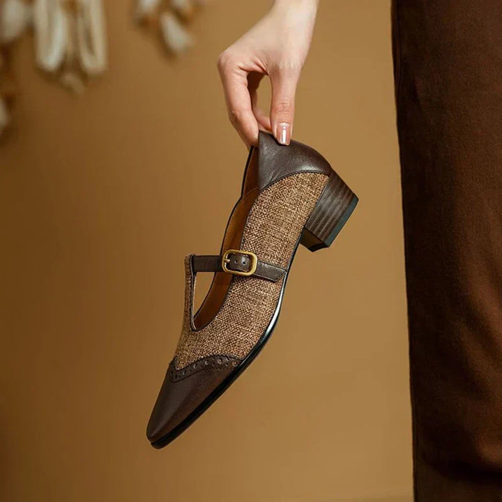 Mora | Two-Tone Brogue T-Bar Flats