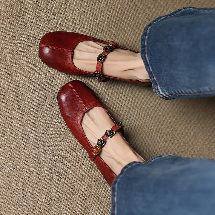 Rosie Genuine Leather Mary Jane Ballet Flats