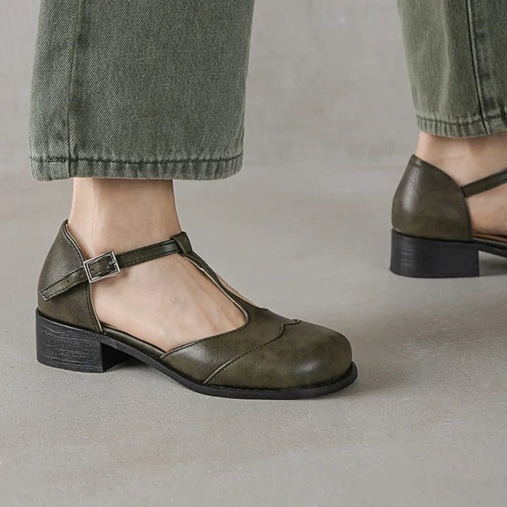 Margaux | Textured T-Bar Block Heels