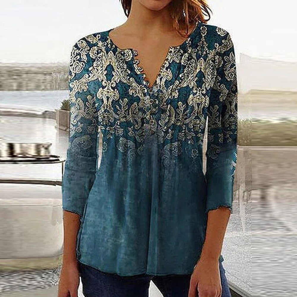 Wanda™ | Elegant V-Neck Button Blouse