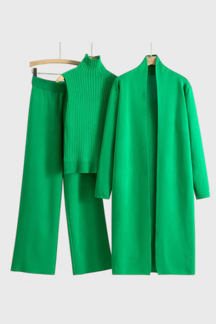 Mahalia Elegant Cut 3-Piece Soft Knit Ensemble