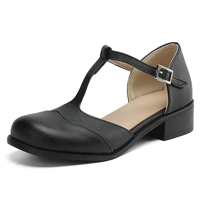 Margaux | Textured T-Bar Block Heels
